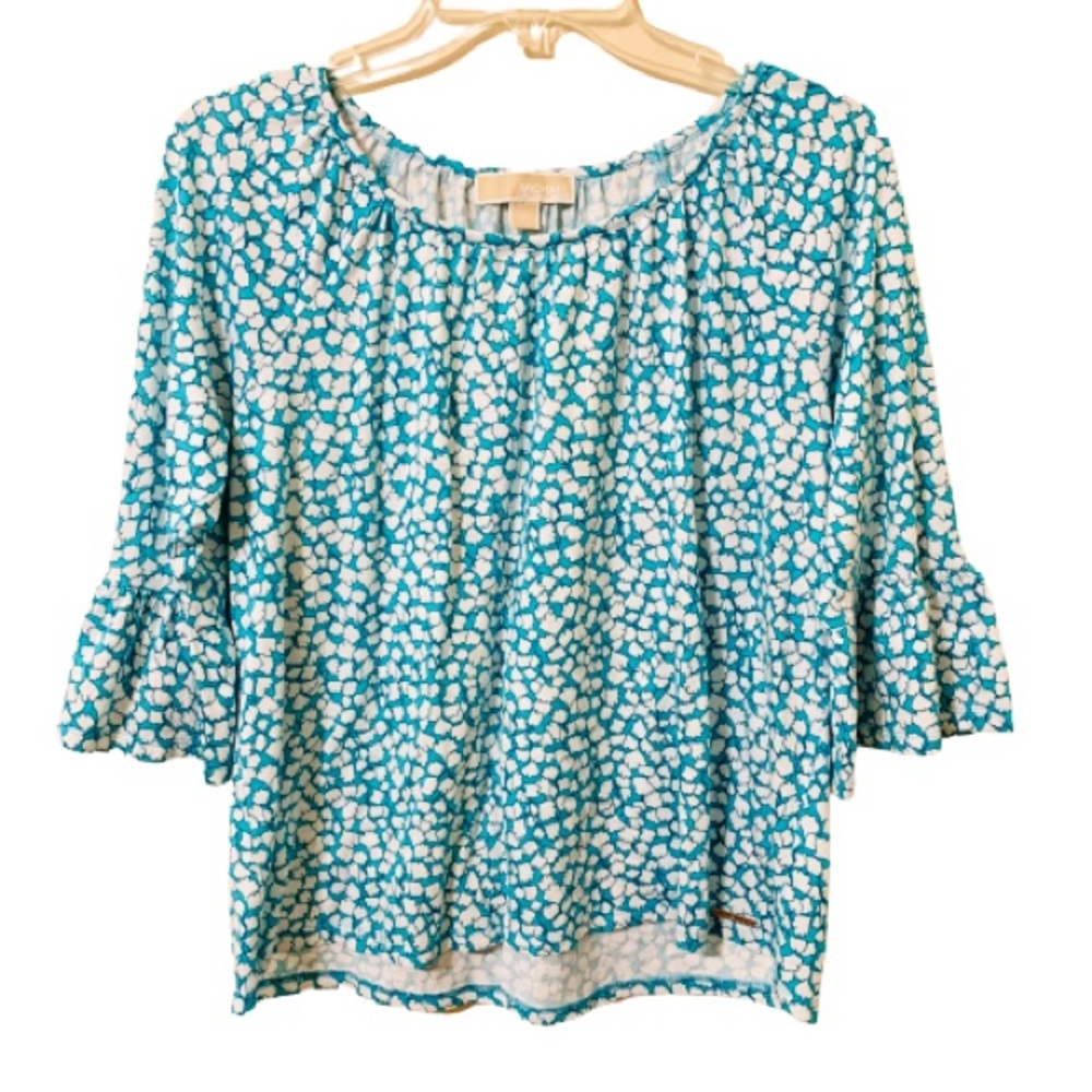 Michael By Michael Kors Top/Blouse - White/Blue - Size Medium